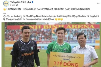 Văn Lâm, Hoàng Đức được vinh danh vì nghĩa cử cao đẹp